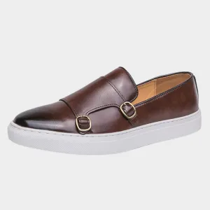 Mens Classic Vegan Leather Loafers  Formal & Casual Shoes  Buckle Detail  Multiple Colours