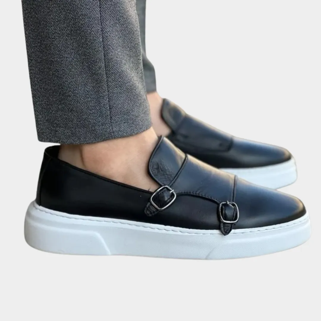 Mens Classic Vegan Leather Loafers  Formal & Casual Shoes  Buckle Detail  Multiple Colours