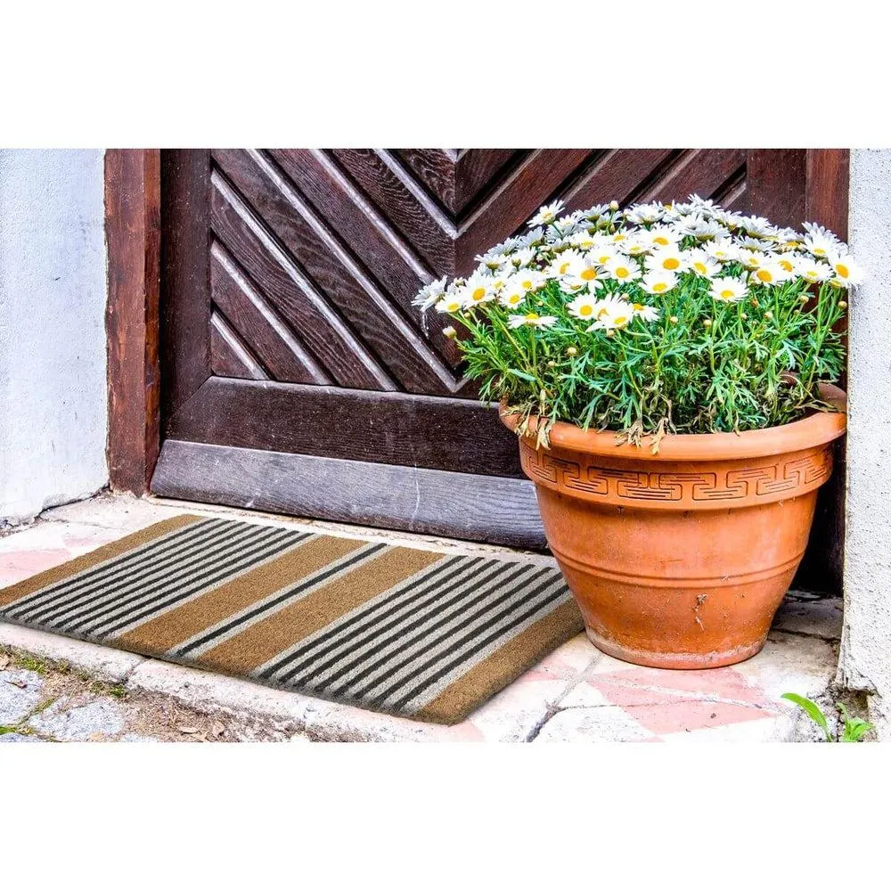Natural Coir Doormat Nui Coastal Stripe