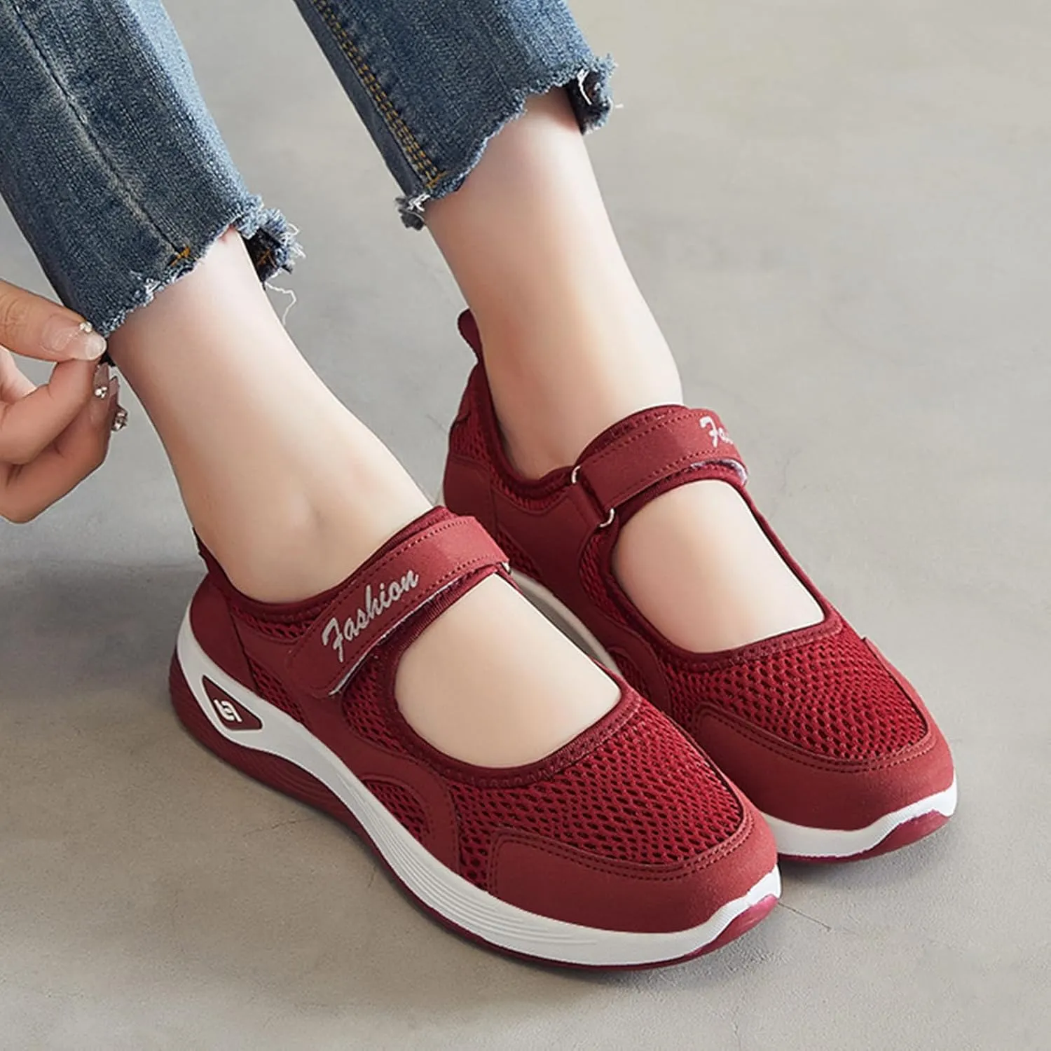 Nurse Shoes for Women Comfortable Walking Shoe Non Slip Adjustable Orthopedic Shoes Breathable Working Flats Nursing Mary Jane Sneakers Casual Lightweight Sneaker