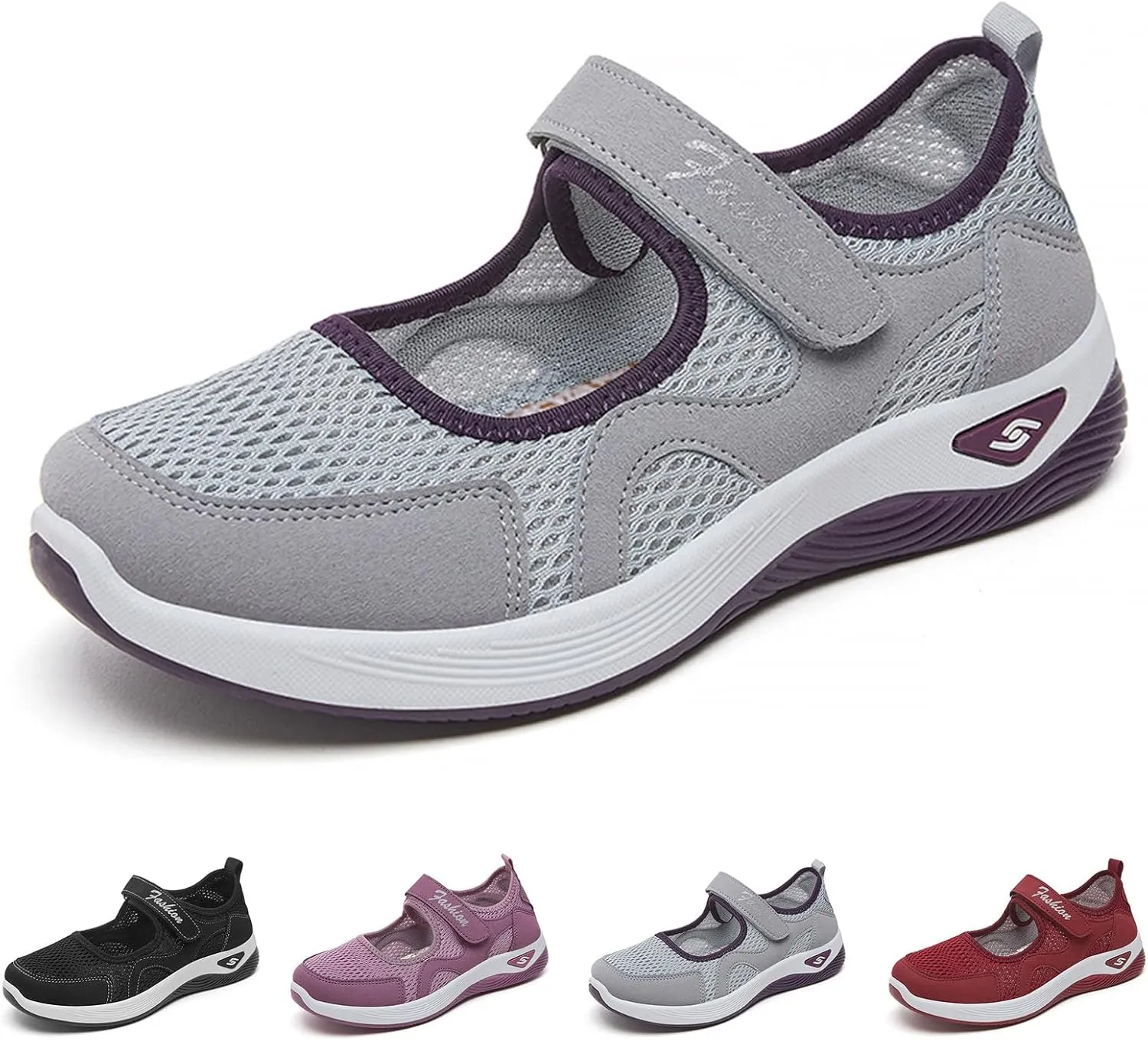 Nurse Shoes for Women Comfortable Walking Shoe Non Slip Adjustable Orthopedic Shoes Breathable Working Flats Nursing Mary Jane Sneakers Casual Lightweight Sneaker