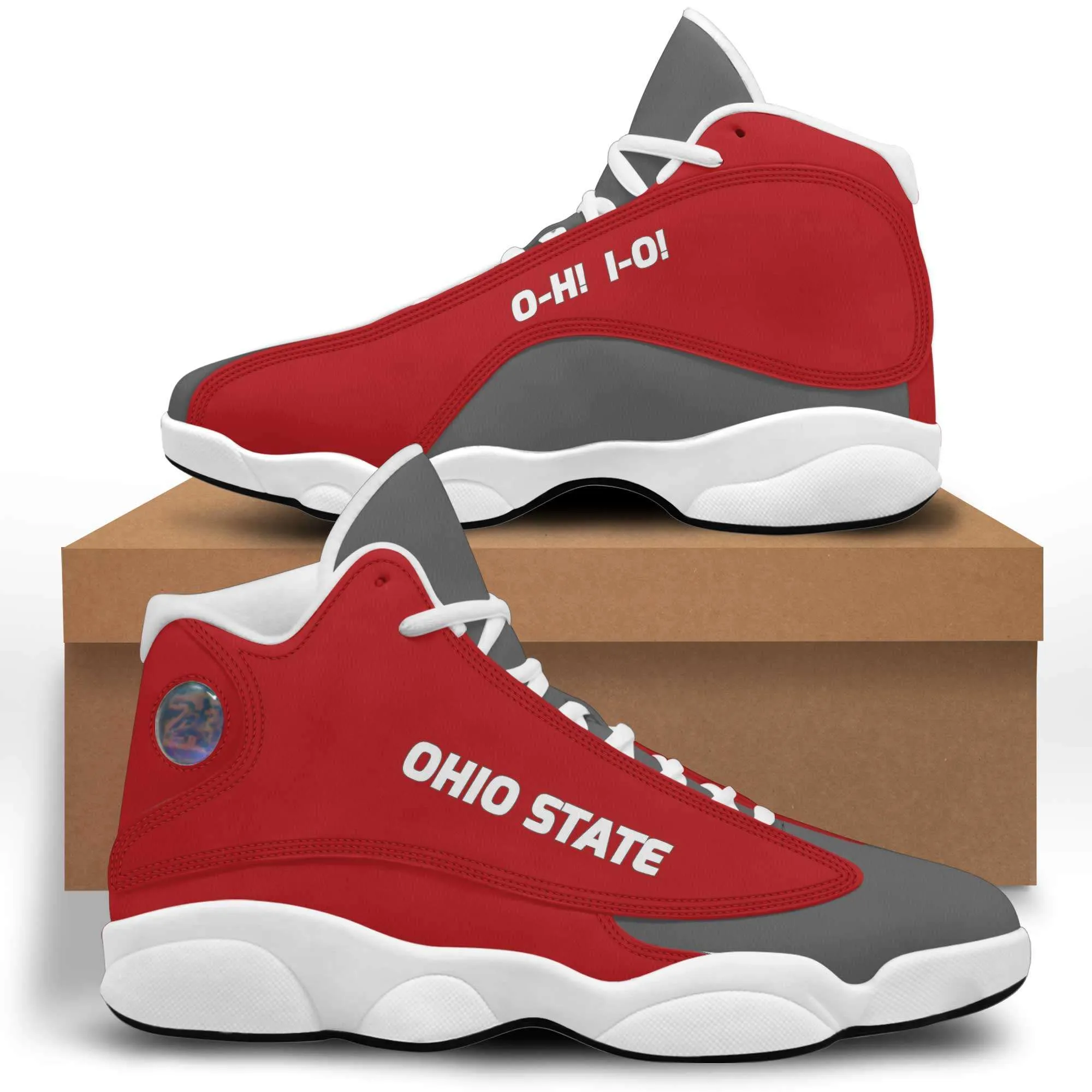 Ohio Basketball Fan Microfiber Leather Hightop Sneakers