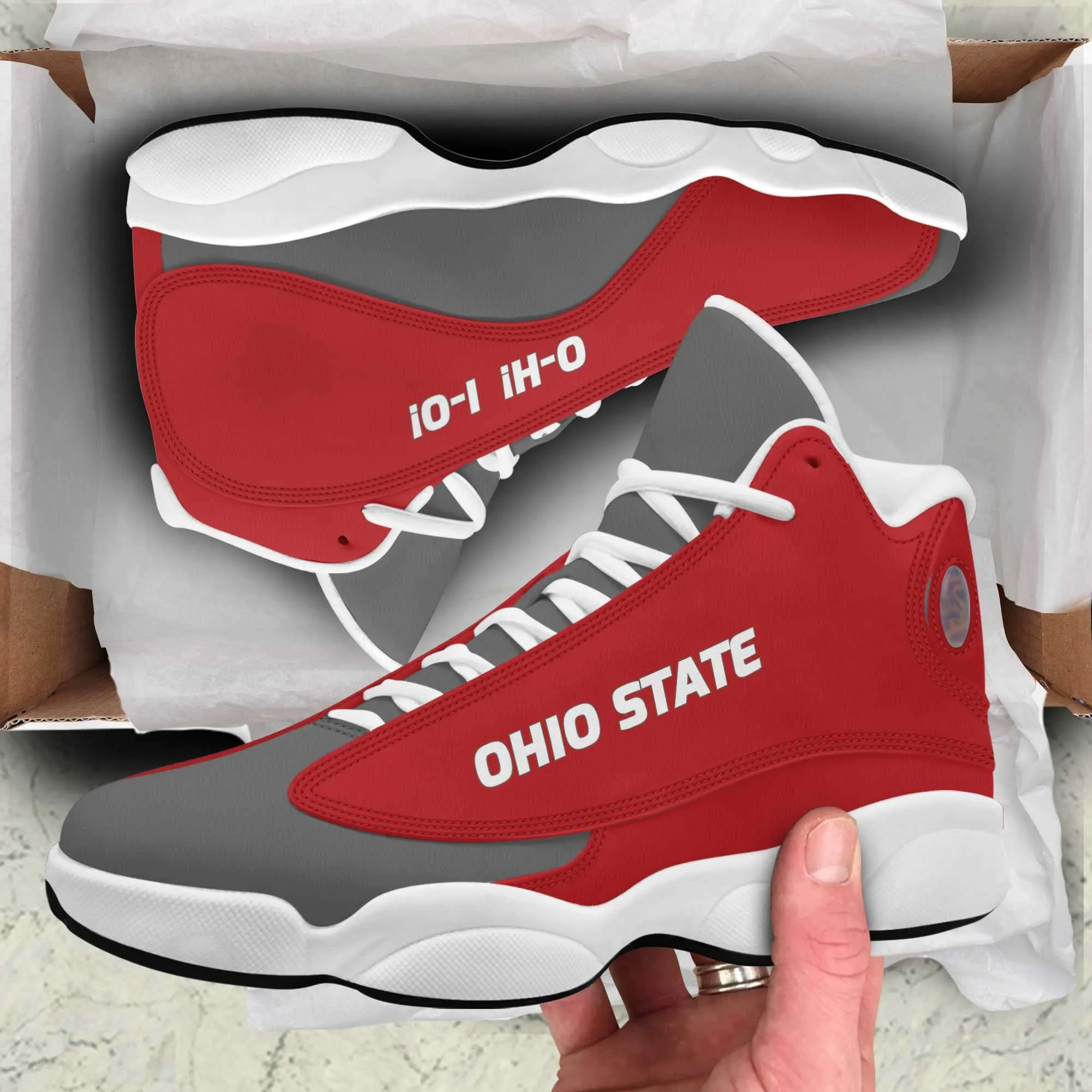 Ohio Basketball Fan Microfiber Leather Hightop Sneakers