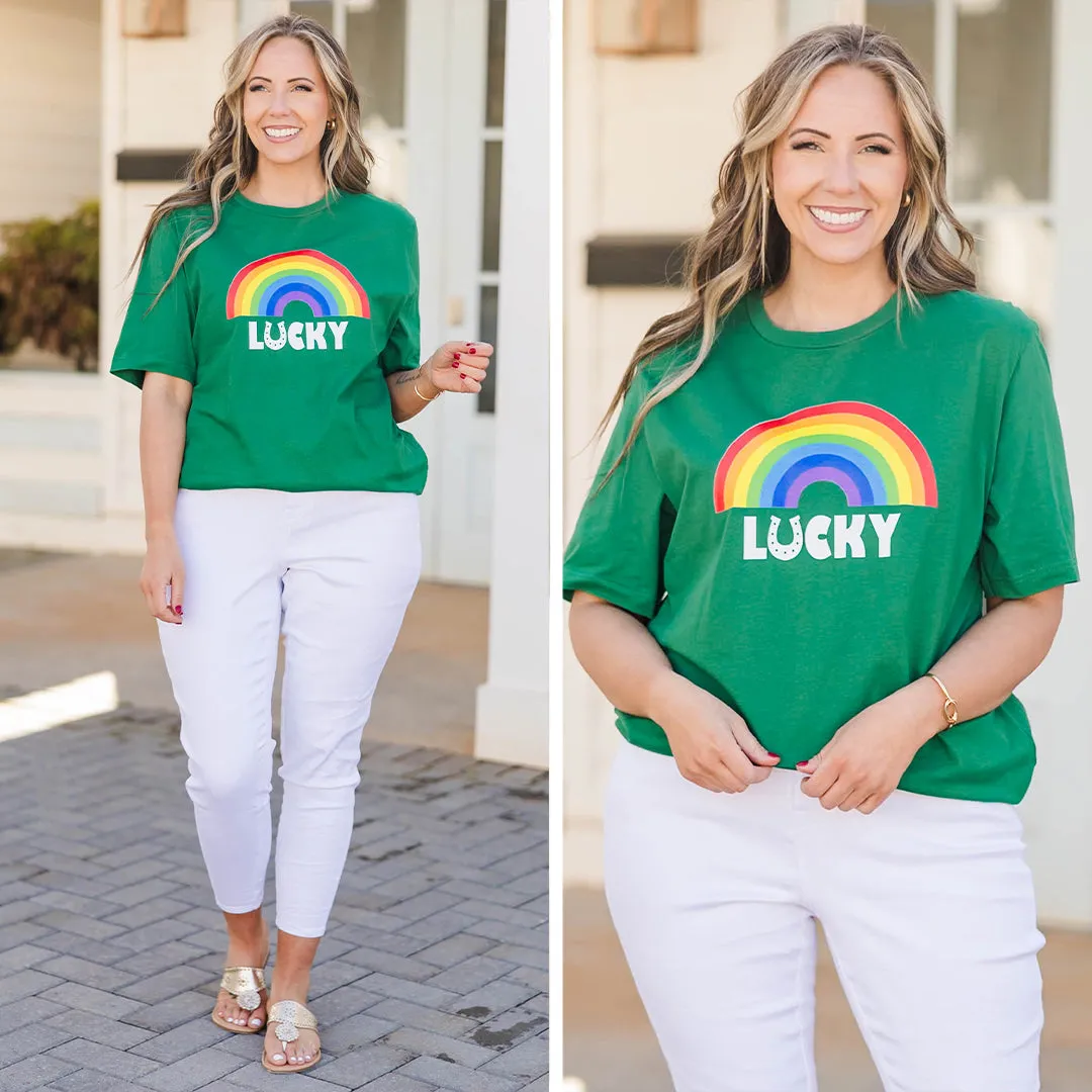 Rainbow Sunsets Tee, Evergreen