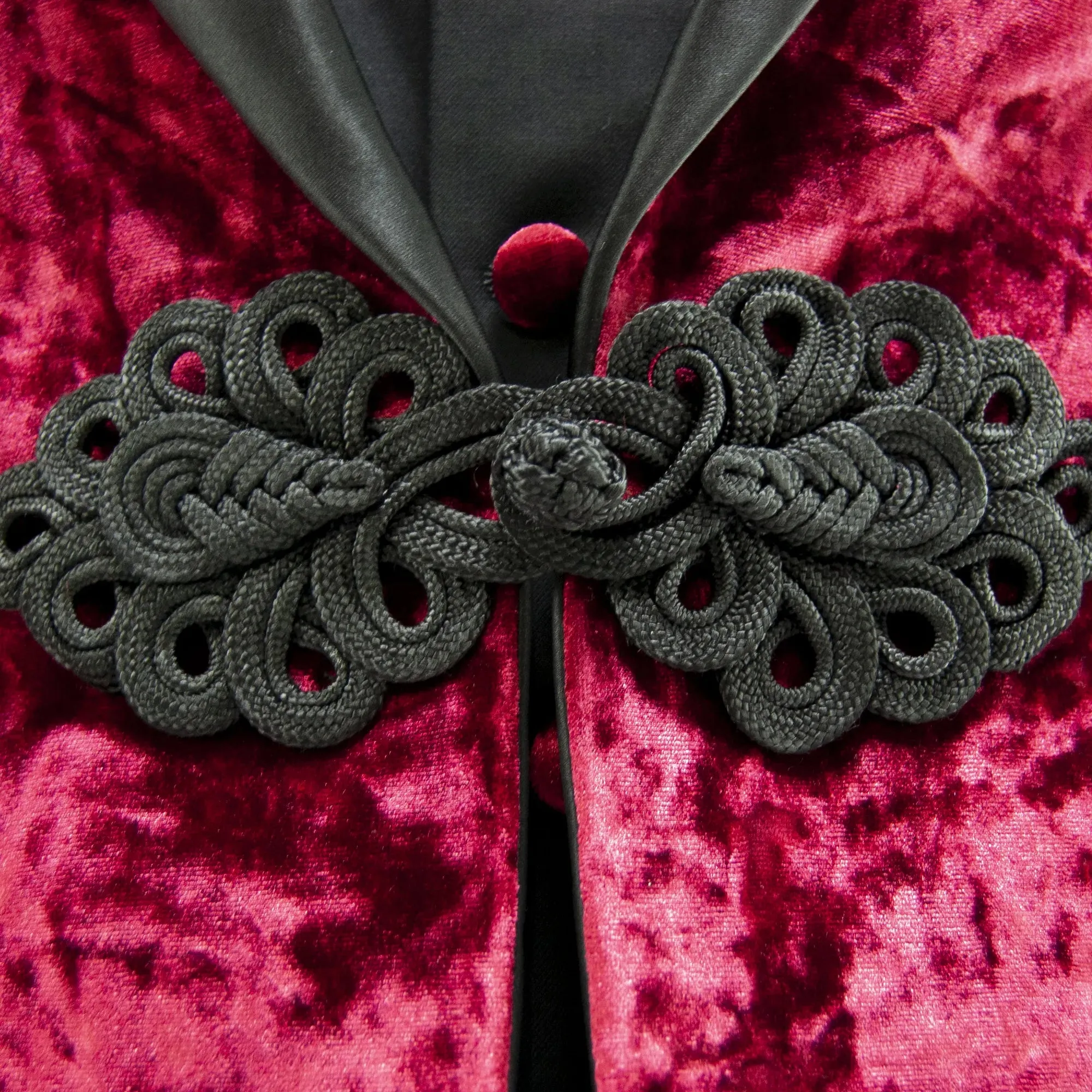 Red Velvet 3-Piece Slim-Fit Tuxedo with Frog Closure