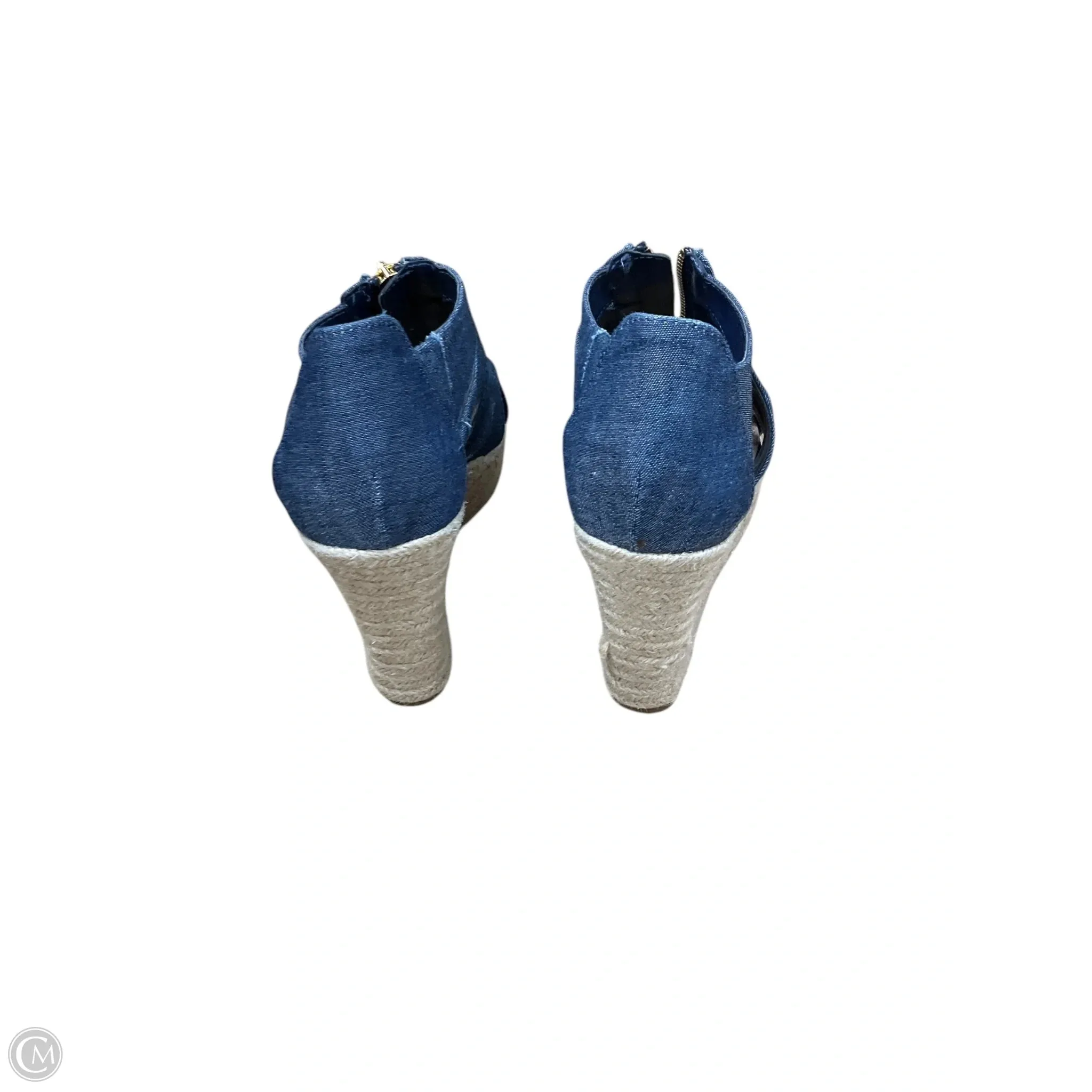 Sandals Heels Wedge By Merona In Blue Denim, Size: 9