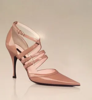 Sergio Rossi - Nude Strap Pointed Toe Heels - IT 38 1/2