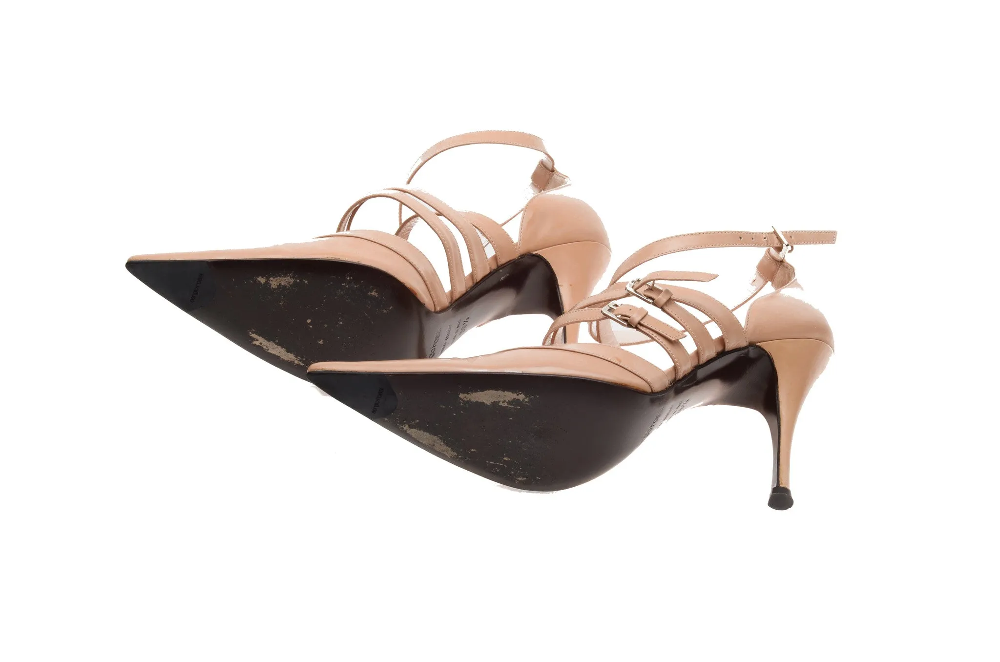 Sergio Rossi - Nude Strap Pointed Toe Heels - IT 38 1/2