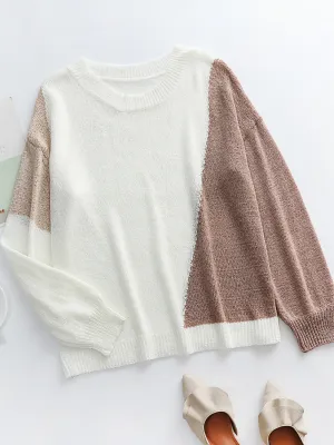 Smaibulun | GRANIA Two Tone Color Block Knit Sweater - Cream
