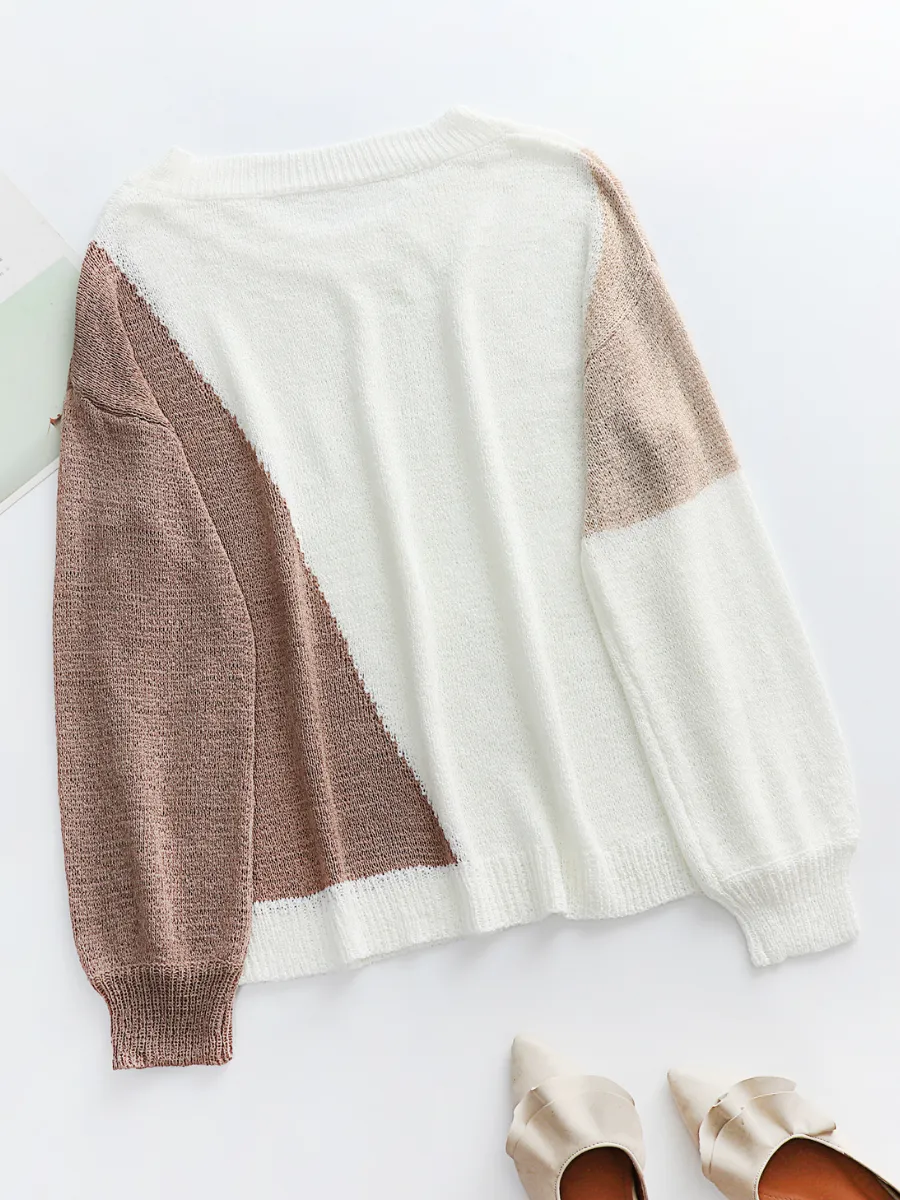 Smaibulun | GRANIA Two Tone Color Block Knit Sweater - Cream