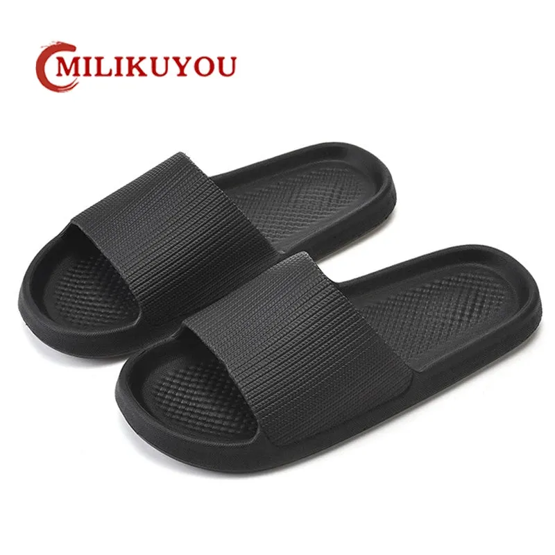 Sohiwoo Women Men Slippers Thick Platform Home Slippers Men Indoor Non-slip EVA Bathroom Slides Man Sandals Casual Summer Soft Flip Flops