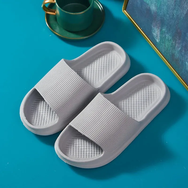 Sohiwoo Women Men Slippers Thick Platform Home Slippers Men Indoor Non-slip EVA Bathroom Slides Man Sandals Casual Summer Soft Flip Flops