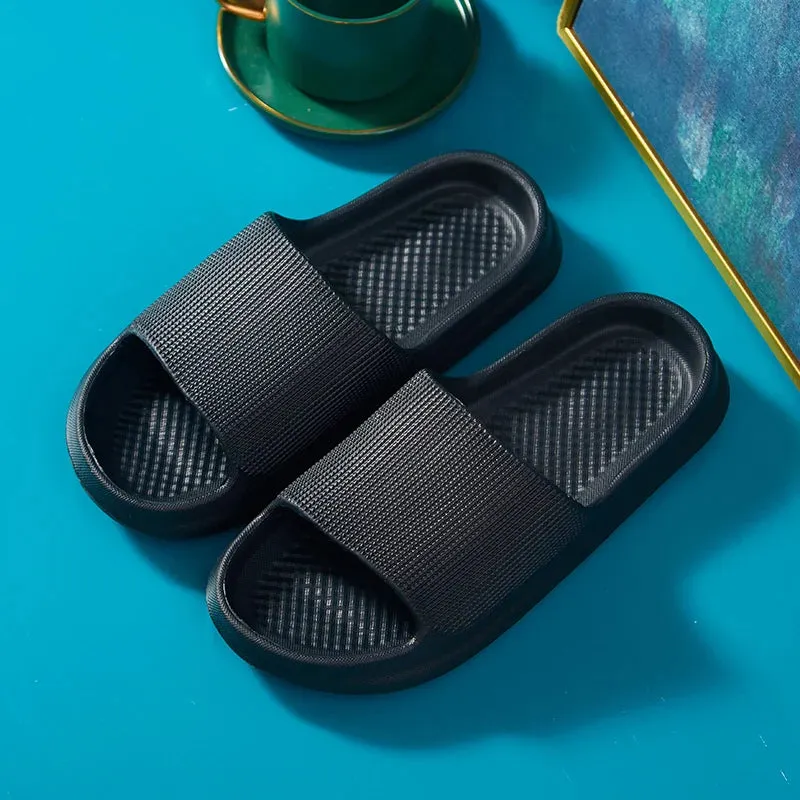 Sohiwoo Women Men Slippers Thick Platform Home Slippers Men Indoor Non-slip EVA Bathroom Slides Man Sandals Casual Summer Soft Flip Flops