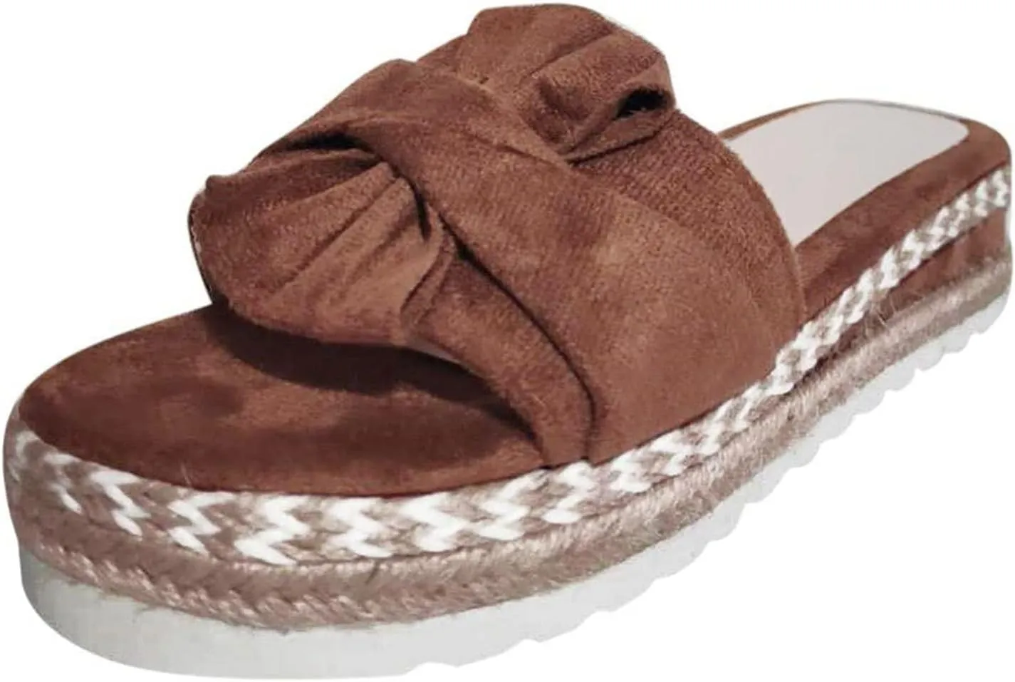 Wedge Sandals for Women Summer Cool Slip-on Bowknot Slides Espadrille Sandals Fashion Bohemian Platform Espadrilles Slip On Sandals Lightweight Breathable Walking Shoes Outdoor Shoes