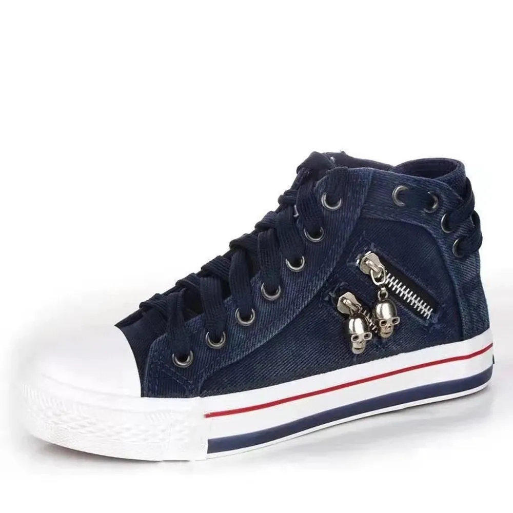 Women Flat Bottom Lace-up Sneakers Casual Breathable Canvas Shoes