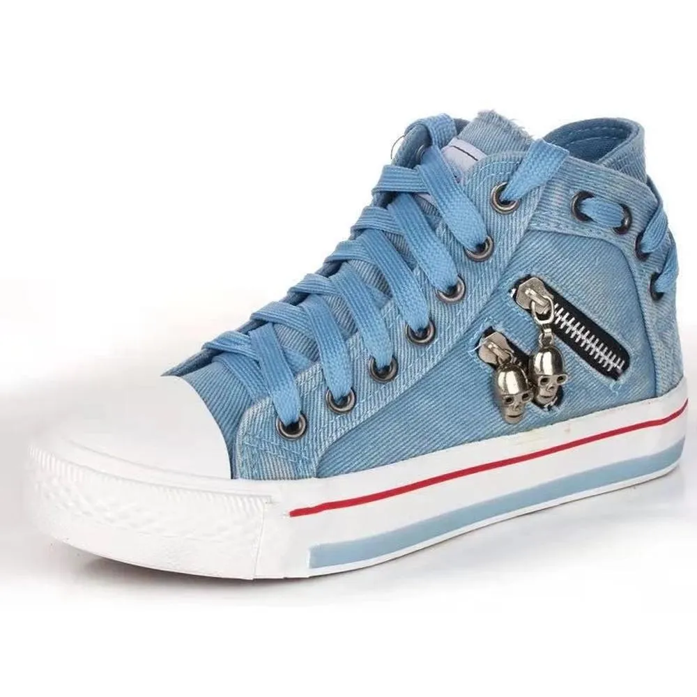 Women Flat Bottom Lace-up Sneakers Casual Breathable Canvas Shoes