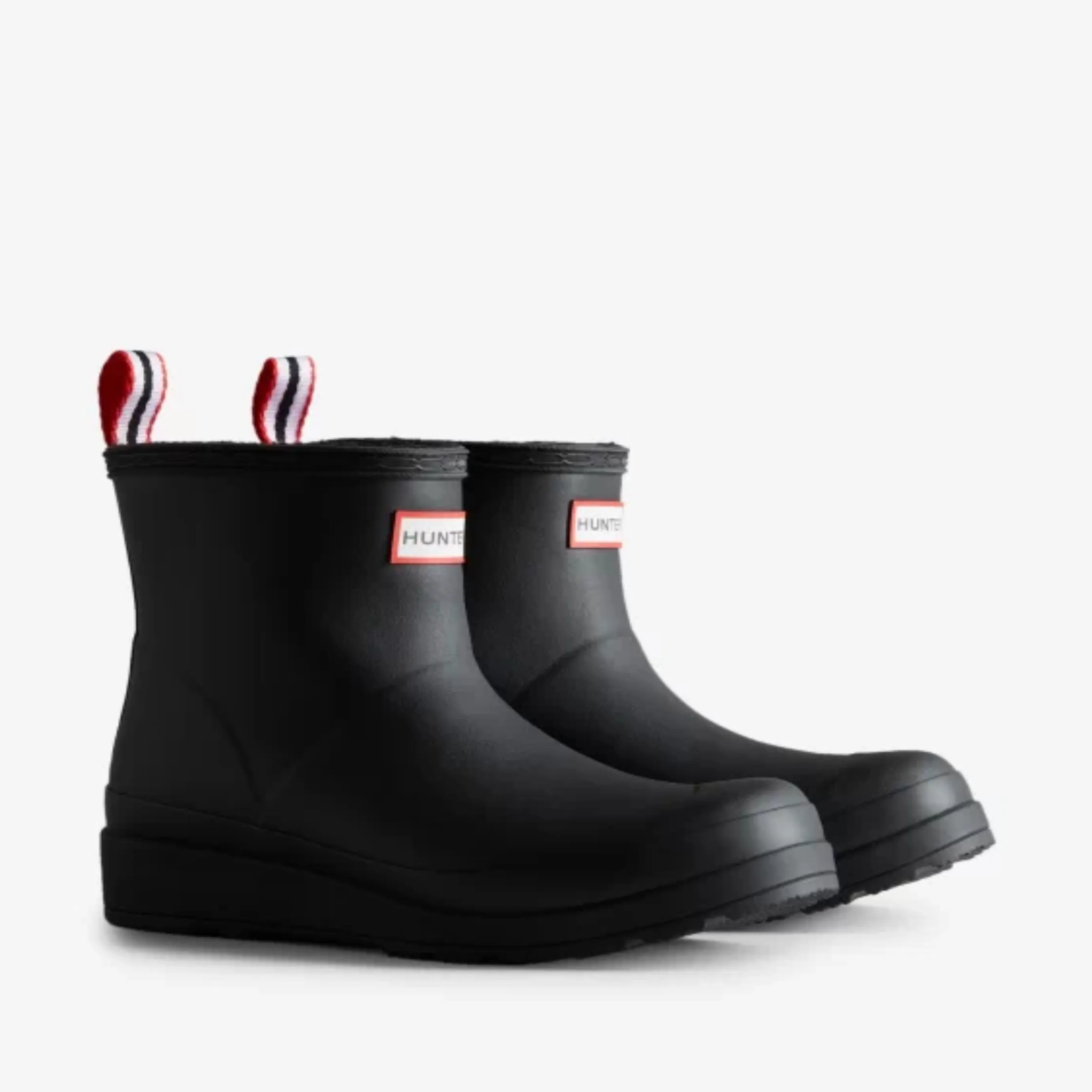 Women's Play Vegan Shearling Insulated Short Rain Boot (Black)