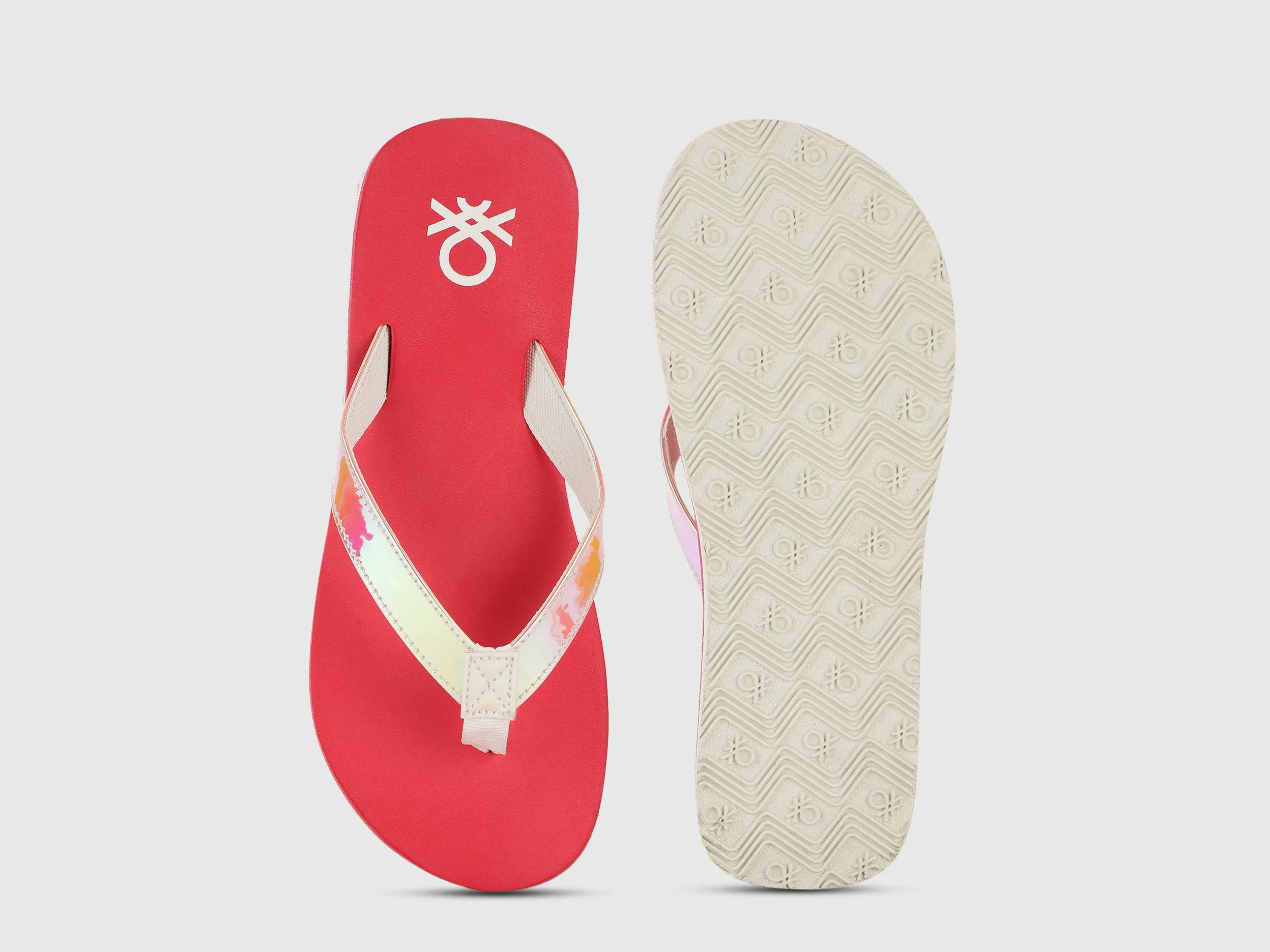 Women's Red Solid Thong Flip-Flops